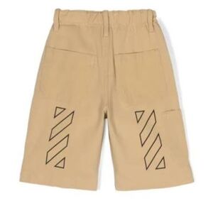 Off-White Beige Graphic Stripe Knee-Length Shorts